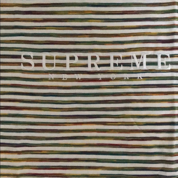 Men’s Supreme static striped Tee t shirt white - Picture 4 of 8